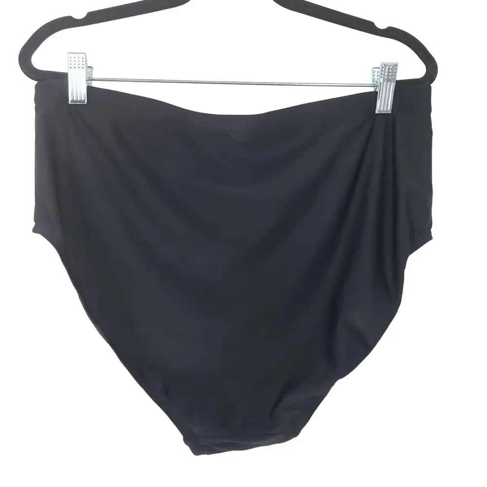 Swimsuits For All High Rise Black Full Coverage Swim Bikini Bottoms Size 16